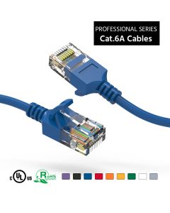 0.5Ft Cat6A UTP Slim Ethernet Network Booted Cable 28AWG Blue