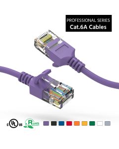 0.5Ft Cat6A UTP Slim Ethernet Network Booted Cable 28AWG Purple