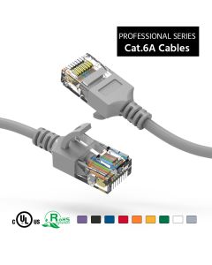 1Ft Cat6A UTP Slim Ethernet Network Booted Cable 28AWG Gray
