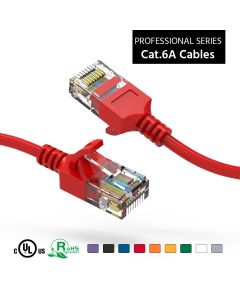 1Ft Cat6A UTP Slim Ethernet Network Booted Cable 28AWG Red