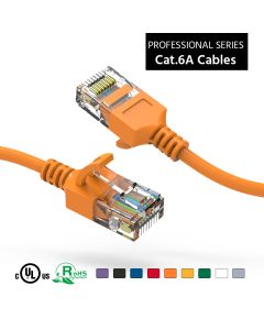1.5Ft Cat6A UTP Slim Ethernet Network Booted Cable 28AWG Orange