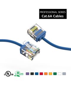 0.5Ft Cat6A UTP Super-Slim Ethernet Network Cable 32AWG Blue