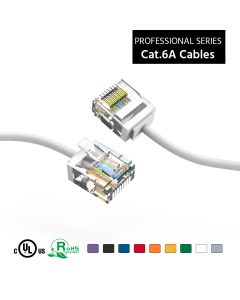 1Ft Cat6A UTP Super-Slim Ethernet Network Cable 32AWG White