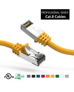 1Ft Cat.8 S/FTP Ethernet Network Cable Yellow 26AWG