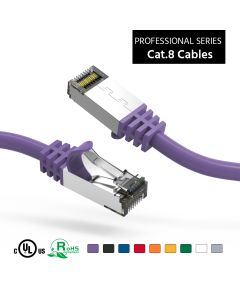 2Ft Cat.8 S/FTP Ethernet Network Cable Purple 26AWG