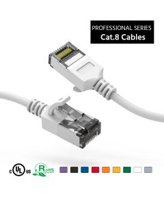0.5Ft Cat.8 U/FTP Slim Ethernet Network Cable White 30AWG
