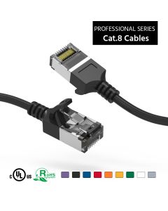 2Ft Cat.8 U/FTP Slim Ethernet Network Cable Black 30AWG