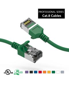 2Ft Cat.8 U/FTP Slim Ethernet Network Cable Green 30AWG