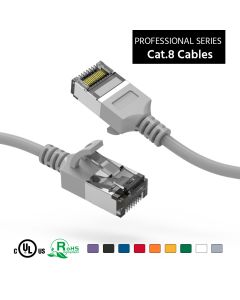 2Ft Cat.8 U/FTP Slim Ethernet Network Cable Gray 30AWG