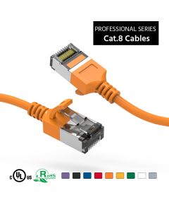 2Ft Cat.8 U/FTP Slim Ethernet Network Cable Orange 30AWG