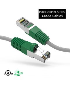 10Ft Cat.5E Shielded Crossover Cable Gray Wire/Green Boot