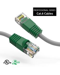 10Ft Cat.6 Crossover Cable Gray Wire/Green Boot