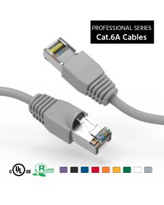 1Ft Cat6A Shielded (SSTP) Ethernet Network Booted Cable Gray