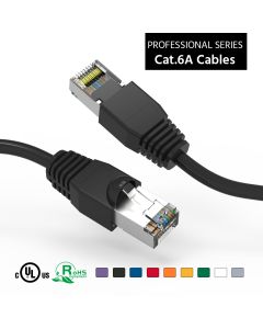 2Ft Cat6A Shielded (SSTP) Ethernet Network Booted Cable Black