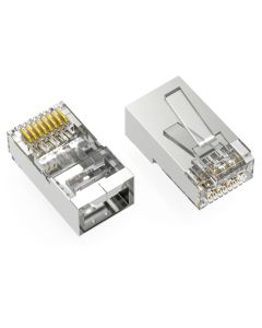 RJ45 Cat.6 STP Feed Through Plug for Solid and Stranded 3-Prong 50 Micron 100pk