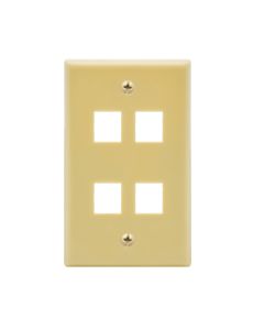 4Port Keystone Wallplate Ivory Smooth Face