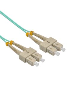 15m SC/UPC-SC/UPC OM3 Multimode Duplex OFNR Aqua Fiber Optic Patch Cable