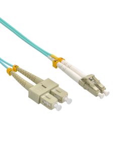 6m LC/UPC-SC/UPC OM3 Multimode Duplex Aqua Fiber Optic Patch Cable