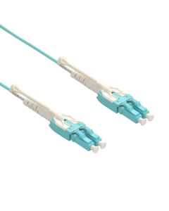 3m Uniboot LC/UPC-LC/UPC OM3 Multimode Duplex Aqua Fiber Optic Patch Cable with Pull Push