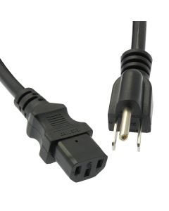 25Ft Computer Power Cord 5-15P to C-13 Black / SJT 16/3