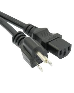3Ft Computer Power Cord 5-15P to C-13 Black / SJT 14/3