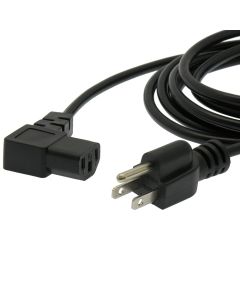 1Ft Computer Power Cord 5-15P to C-13 Right Angle Black / SVT 18/3
