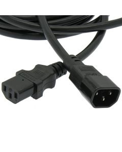1Ft Power Extension Cord C13 to C14 Black /SJT 16/3