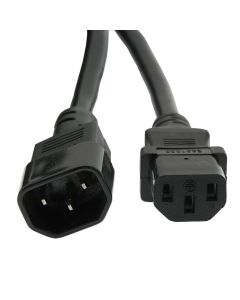 1Ft Power Extension Cord C13 to C14 Black /SJT 14/3