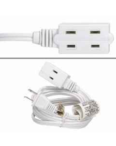 12Ft 3-Outlet Power Extension Cord White 16AWG/2