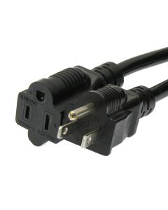 15Ft Power Cord 5-15P to 5-15R Black / SJT 16/3