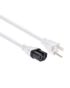 3Ft Power Cord 5-15P to C15 White/ SJT 14/3