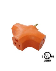 3 Outlet Grounded Power Tap Orange