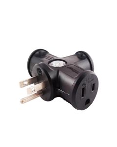 3-Outlet Indoor/Outdoor 3-Prong Wall Tap w/ LED Indicator