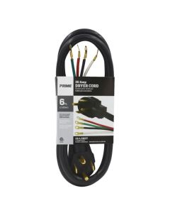 6Ft 10/4 30 Amp Black 4-Wire Dryer Cord