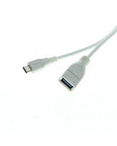 3ft USB 3.0 Type-C Male to Type-A Female White Molded USB Cable